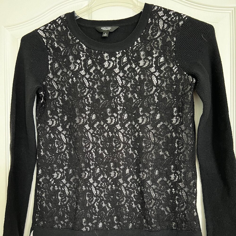 Vera Wang Simply Vera Lace Sweater with Faux Tunic
